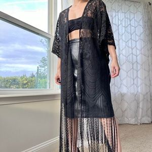 Sheer lace kimono